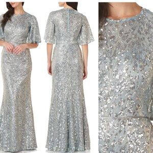 Light Aqua Sequin Long Gown, Mother of Bride/Groom 4 NWT